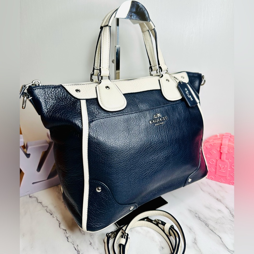 EUC Coach Midnight Navy Blue & Chalk Spectator Leather Mickie Satchel - Picture 4 of 16